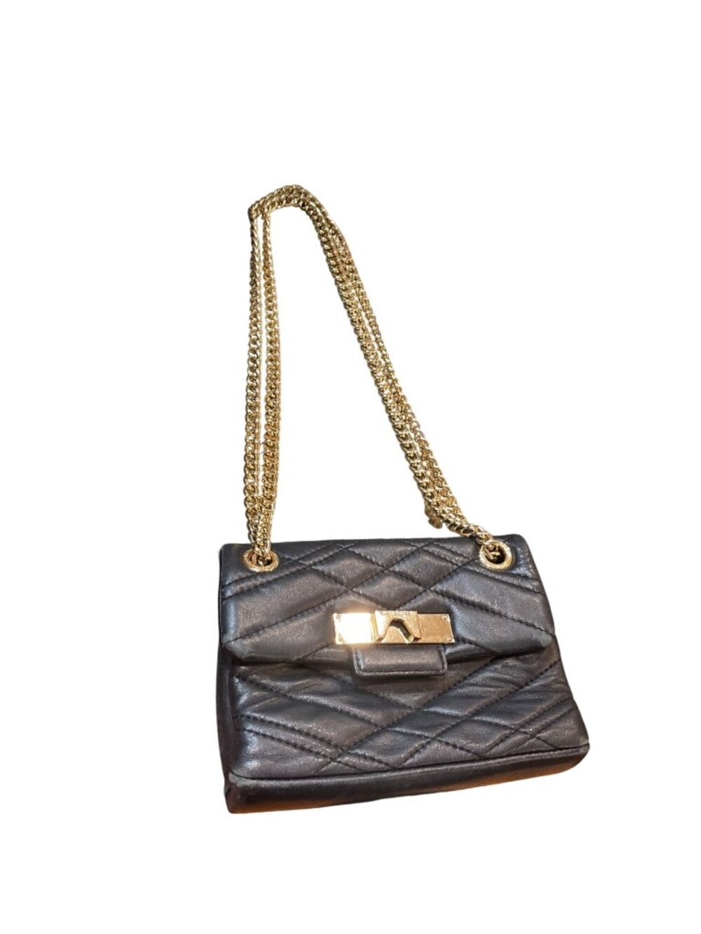 Kurt Geiger London I Am Leather quilted wms black leather crossbody SKU 10-527